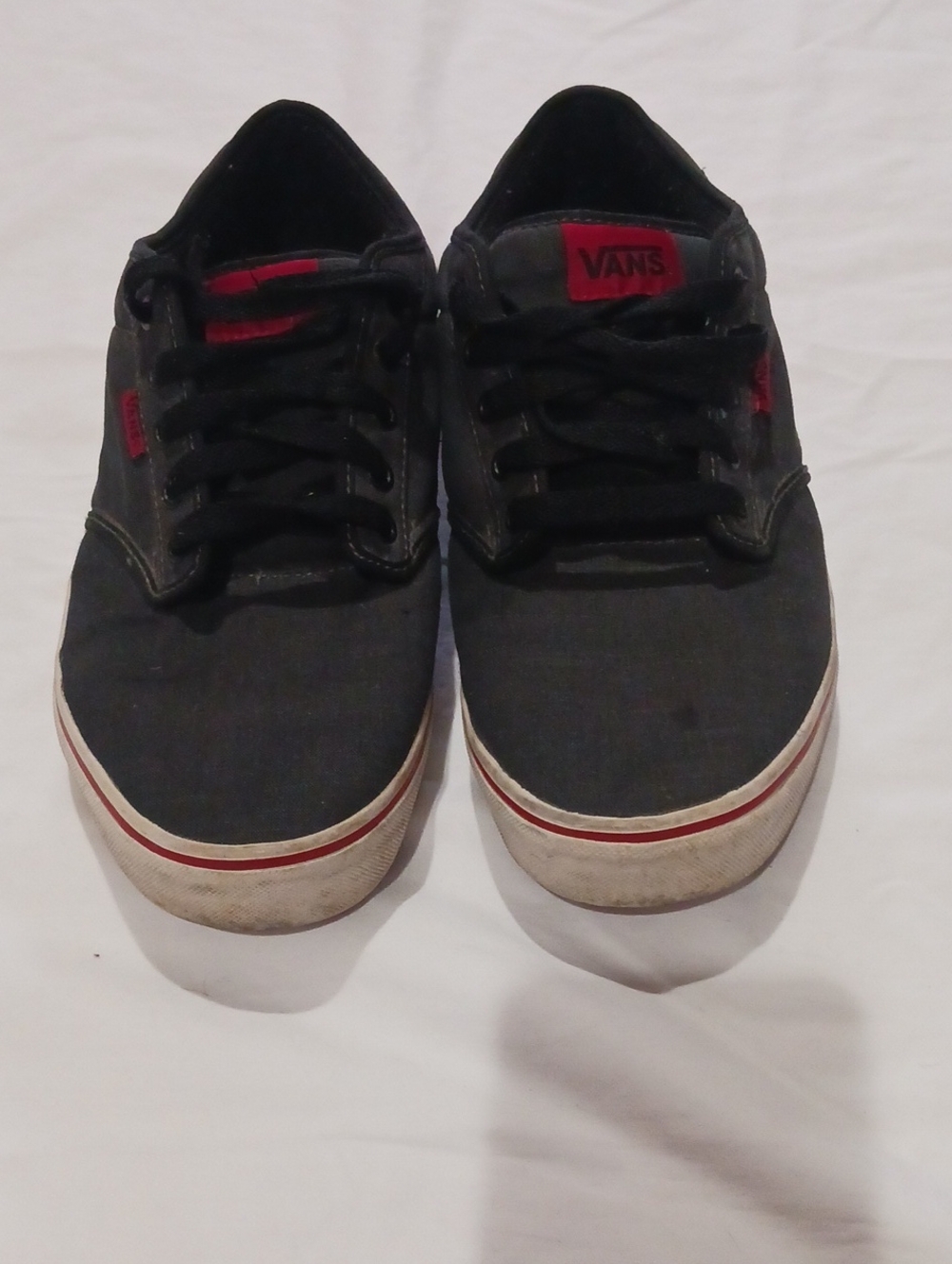 Vans Black Canvas Low-Top Sneakers with Red Trim